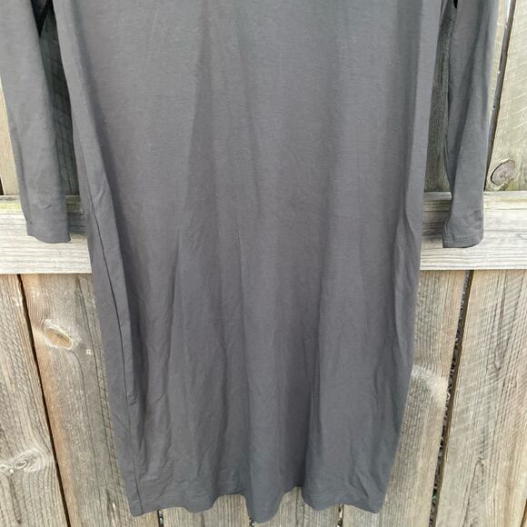 Eileen Fisher Dress Stretch Viscose Jersey V-Neck 3/4 Sleeve Shift Gray Small - Picture 4 of 10